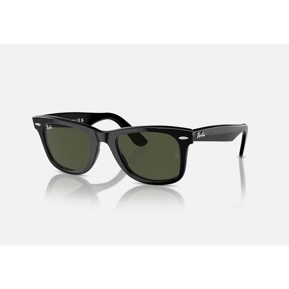 Ray-Ban Original Wayfarer Classic Polished Black Frame & Green Lenses Sunglasses - Picture 1 of 7